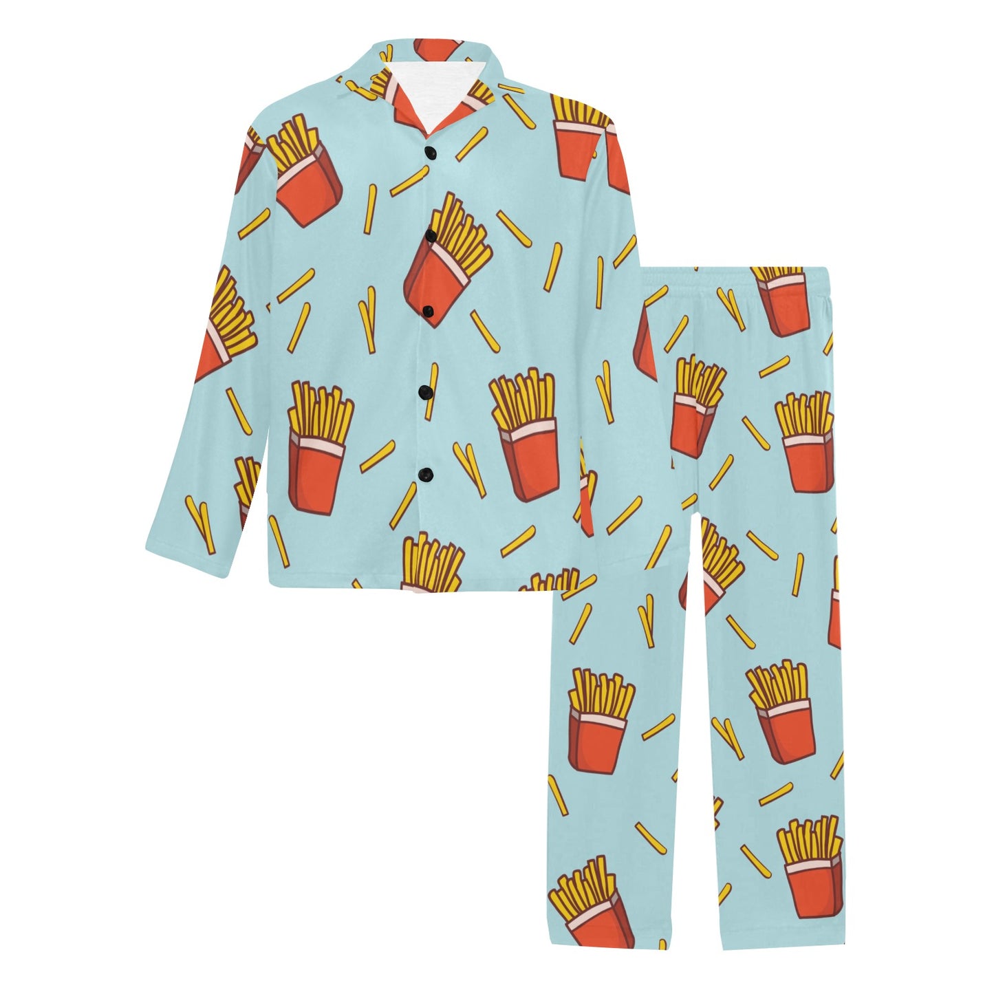 French Fried Pattern Print Design 02 Men's Long Pajama Set