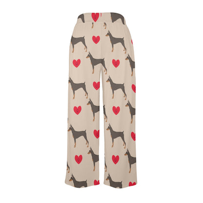 Doberman Pinschers Design Print Pattern JJ0113 Women's Wide Leg Lounge Pants