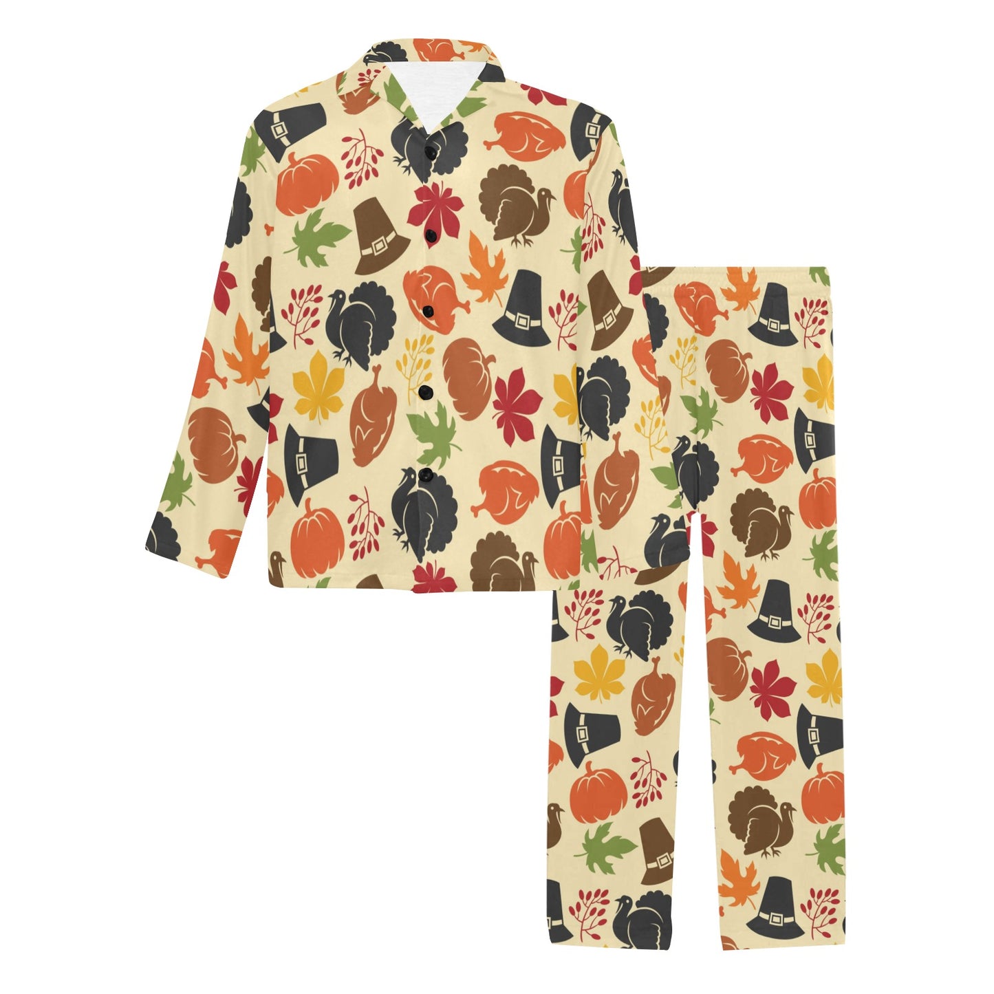 Thanksgiving Print Design LKS303 Men's Long Pajama Set