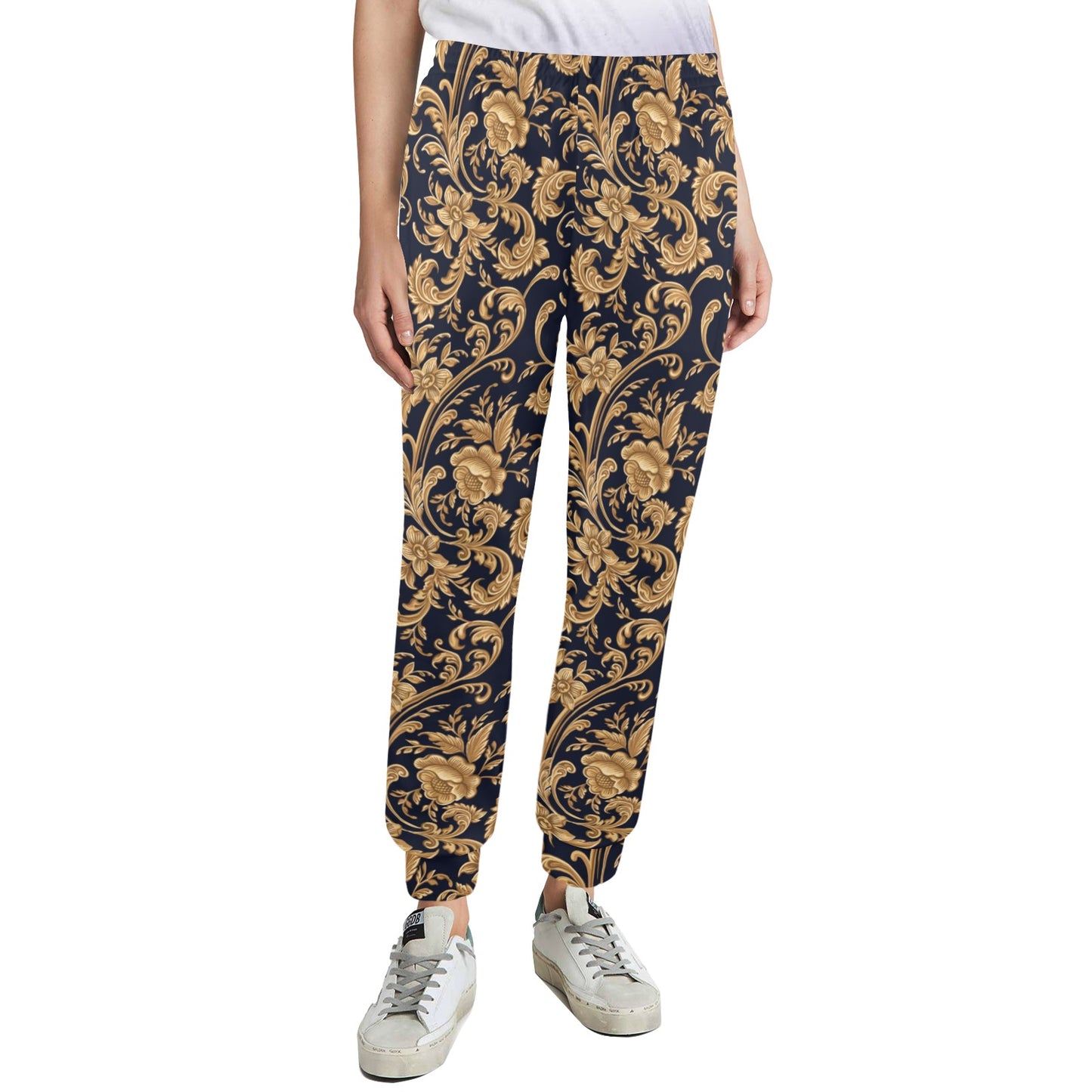 Baroque Golden Pattern Print Design 03 Women's Casual Track Pants