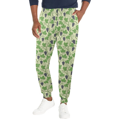 Wine Grape Thmed Print Men's Casual Track Pants