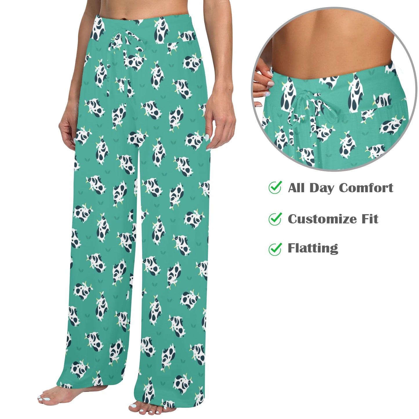 Cow Pattern Print Design 03 Women's Wide Leg Lounge Pants