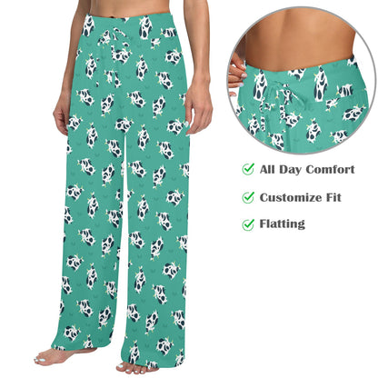 Cow Pattern Print Design 03 Women's Wide Leg Lounge Pants