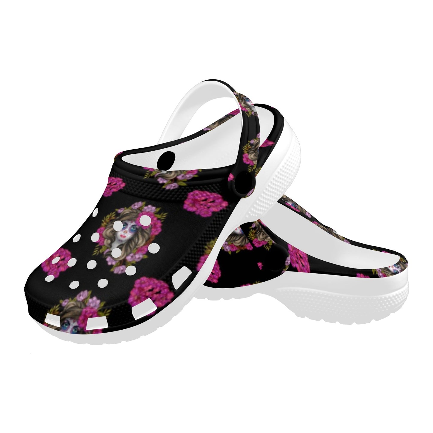Day of the Dead Makeup Girl Unisex Clogs Shoes