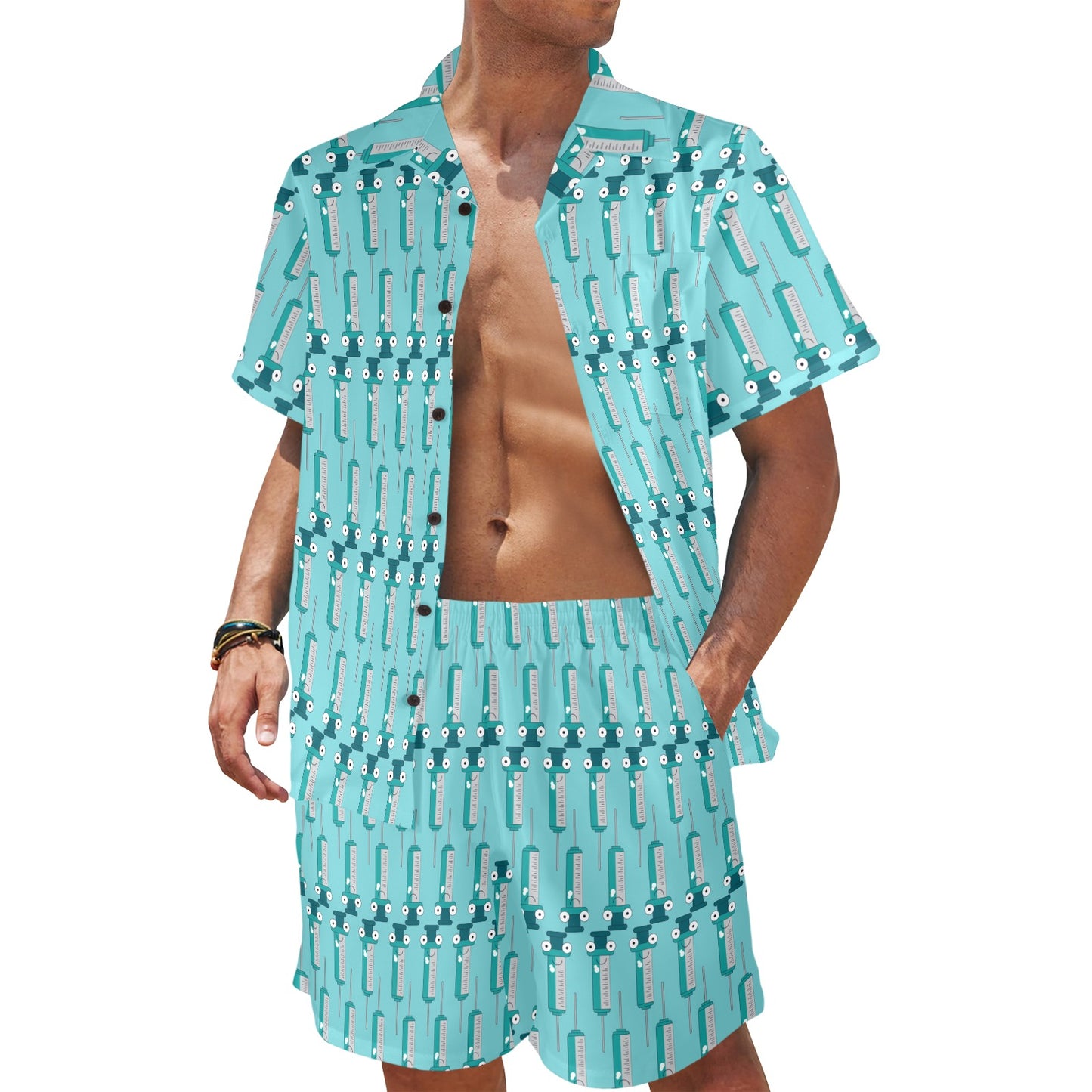 Phlebotomist Concept Design Men's Beach Shirt and Shorts Set