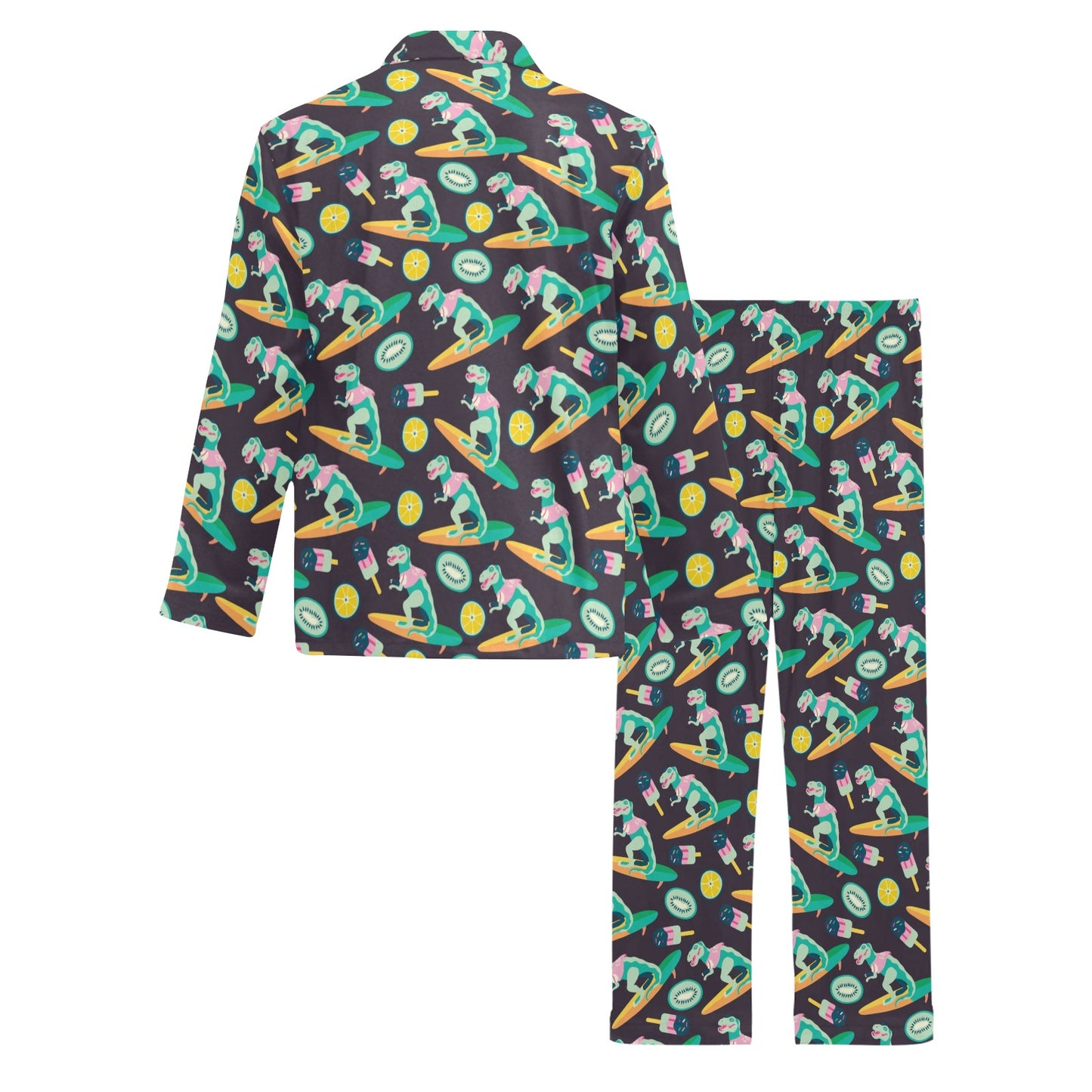 Surfboard T Rex Print Design LKS301 Men's Long Pajama Set