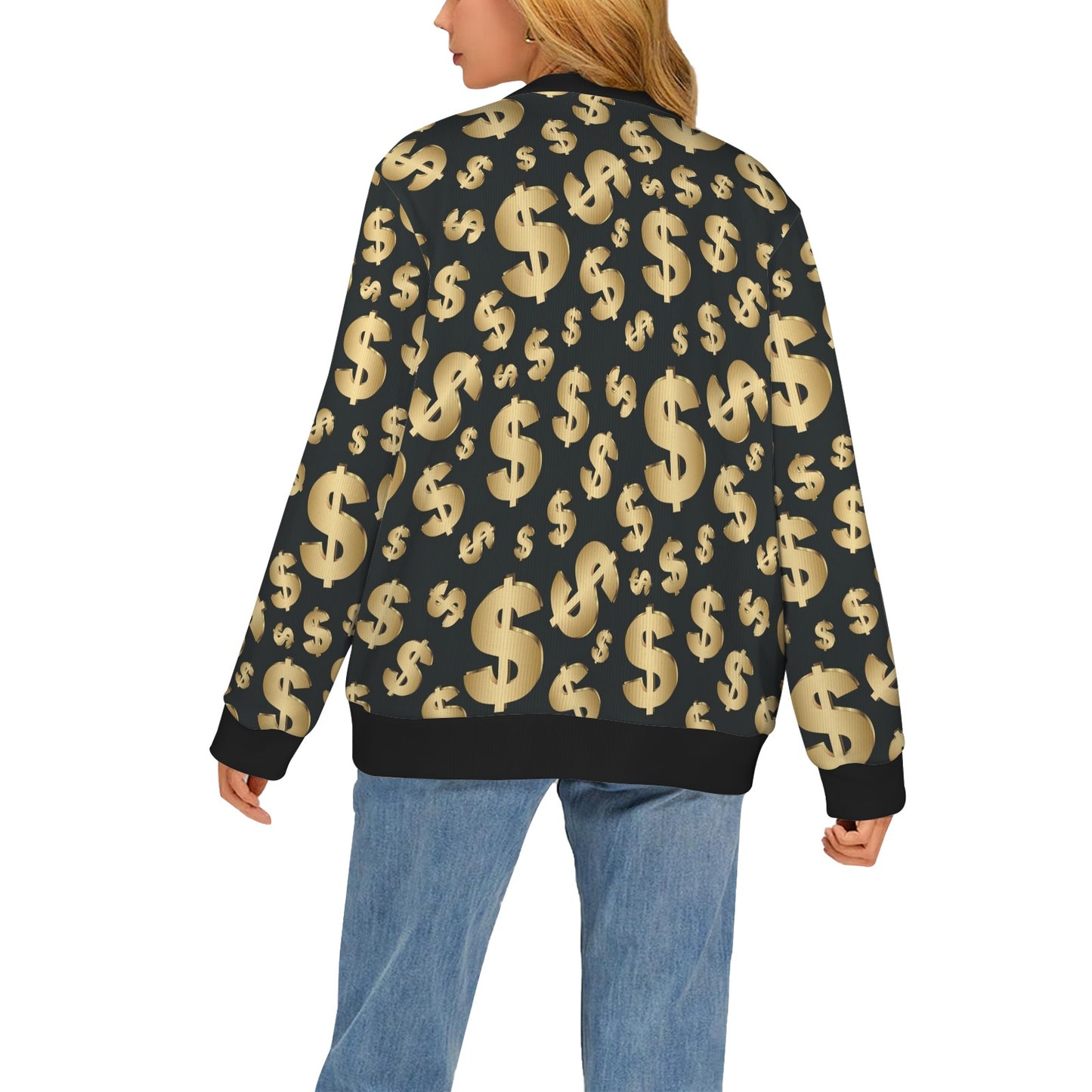 Dollar Pattern Print Design DO04 Women's Cardigan
