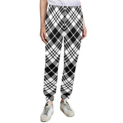 Plaid Black White Pattern Print Design A02 Women's Casual Track Pants