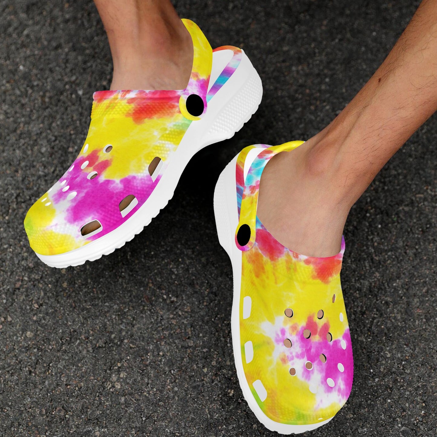 Tie Dye Rainbow Themed Print Unisex Clogs Shoes