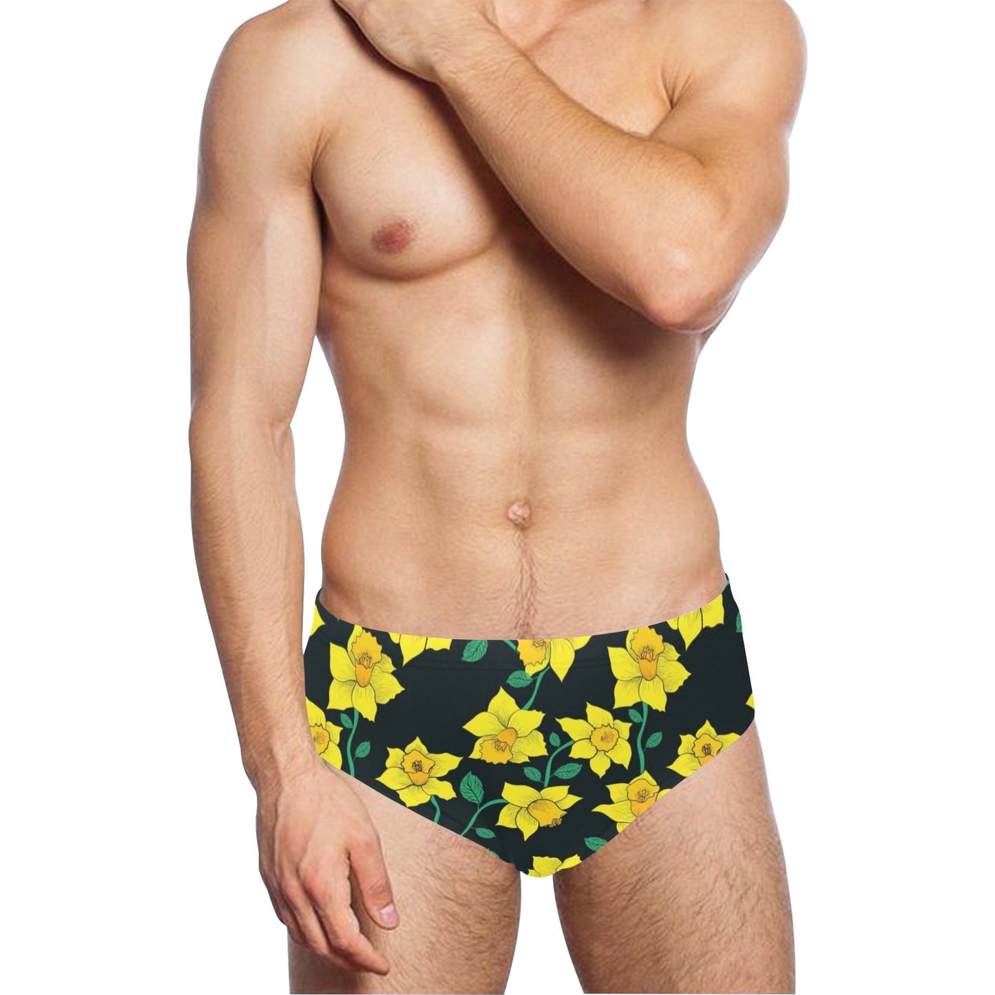 Daffodils Pattern Print Design DF03 Men's Swimming Briefs