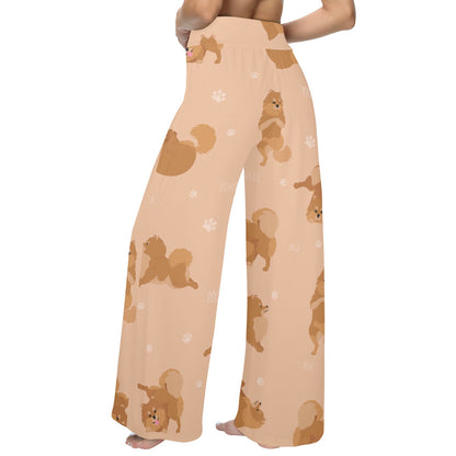 Pomeranians Pattern Print Design A06 Women's Wide Leg Lounge Pants