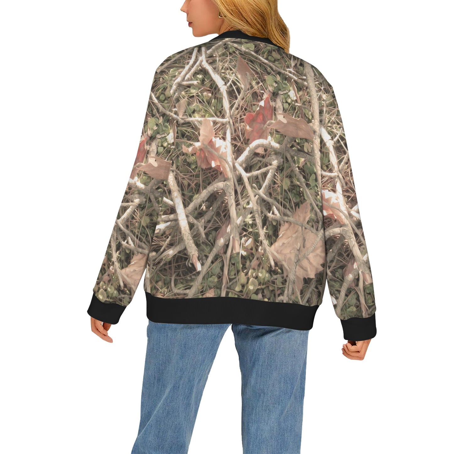 Camouflage Realistic Tree Authumn Print Women's Cardigan