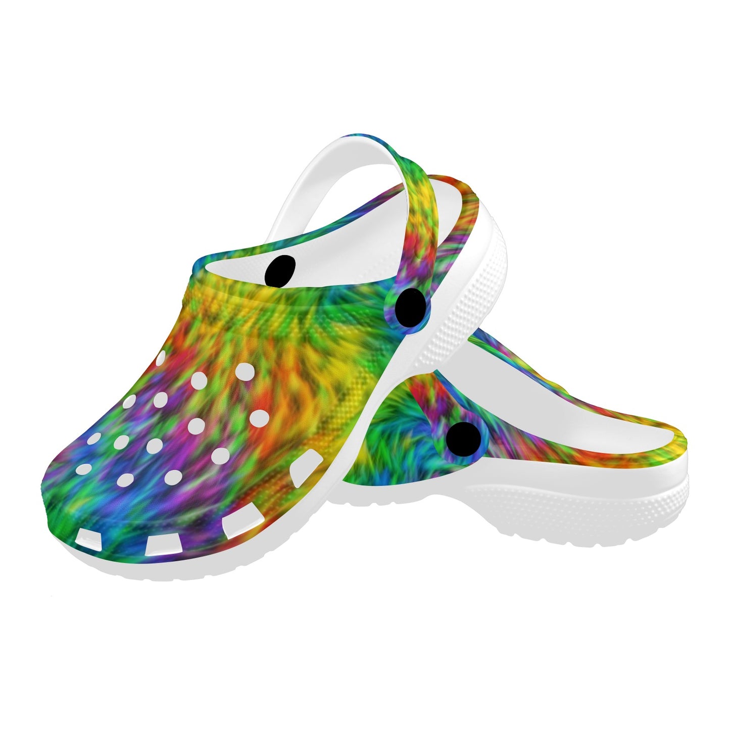 Rainbow Fur Design Print Unisex Clogs Shoes