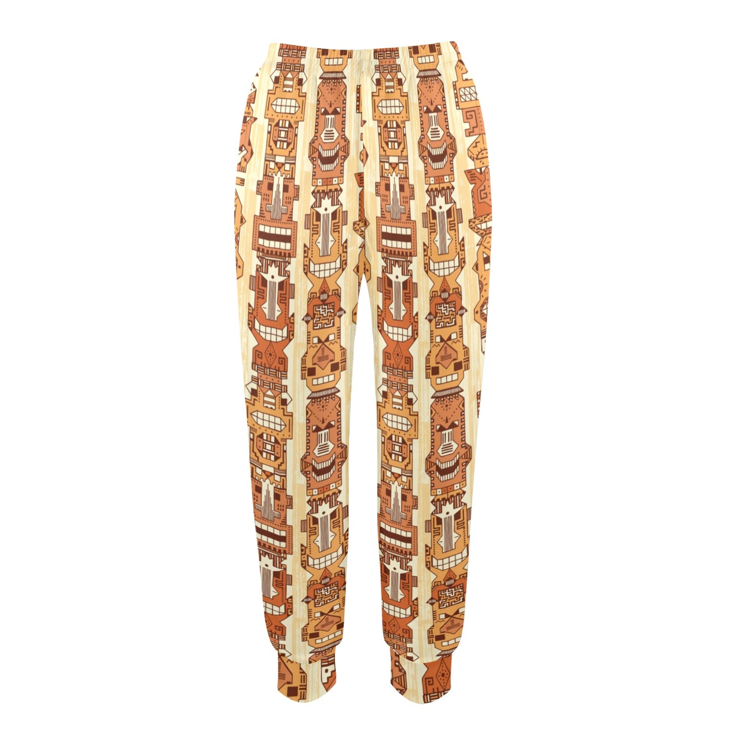 Tiki Orange Vertical Pattern Women's Casual Track Pants
