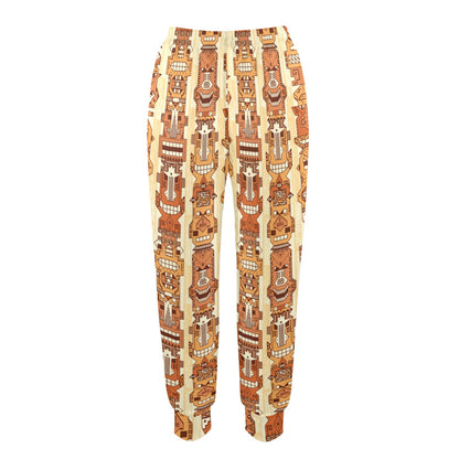 Tiki Orange Vertical Pattern Women's Casual Track Pants