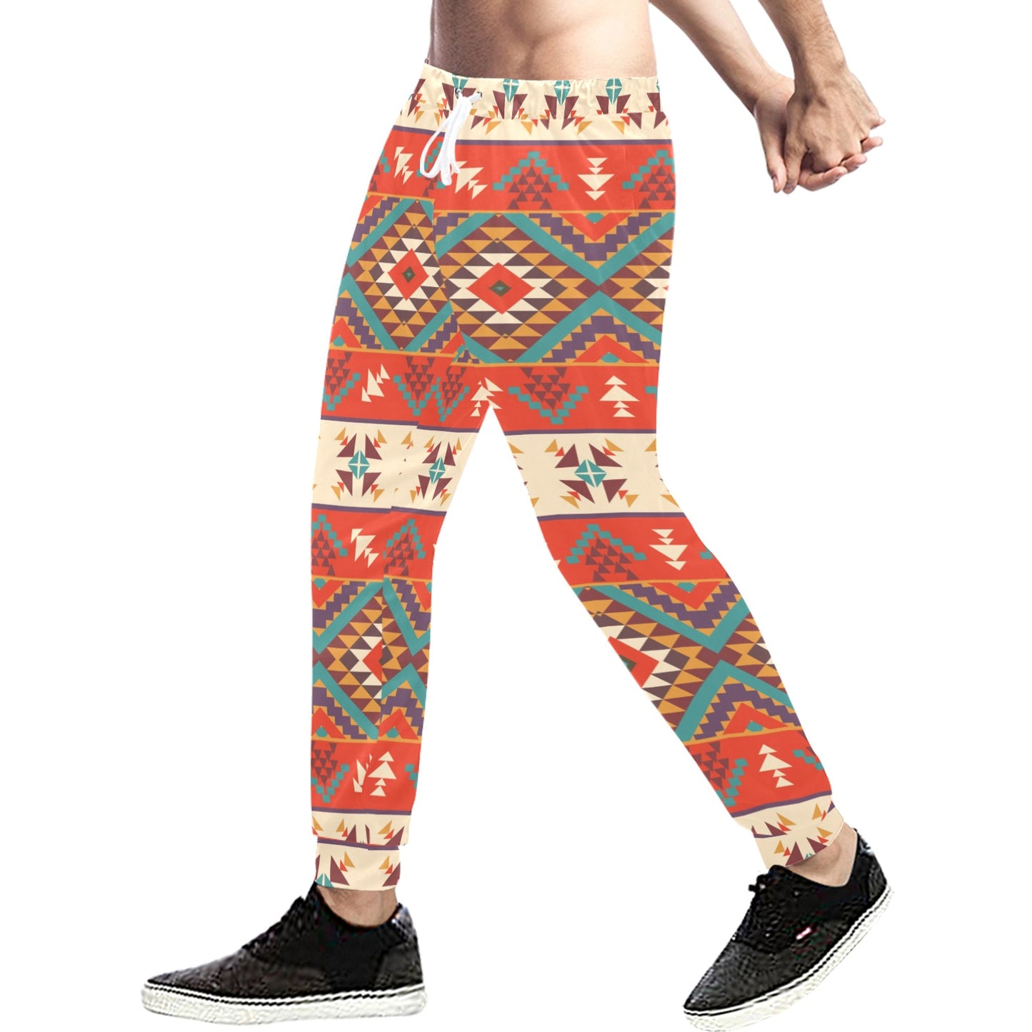 Aztec Red Print Pattern Men's Sweatpants