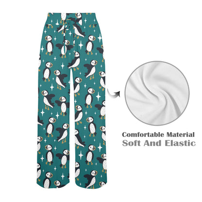 Puffin Pattern Print Design A05 Women's Wide Leg Lounge Pants