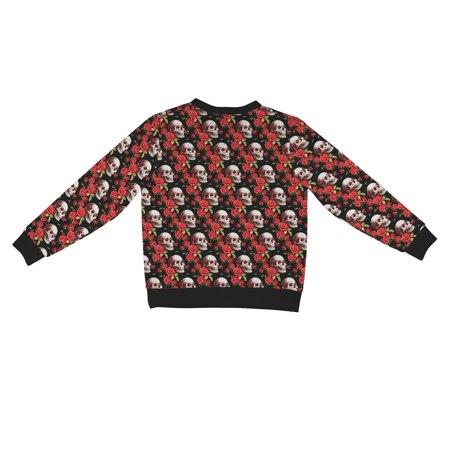 Red Rose Skull Design Print Women's Cardigan