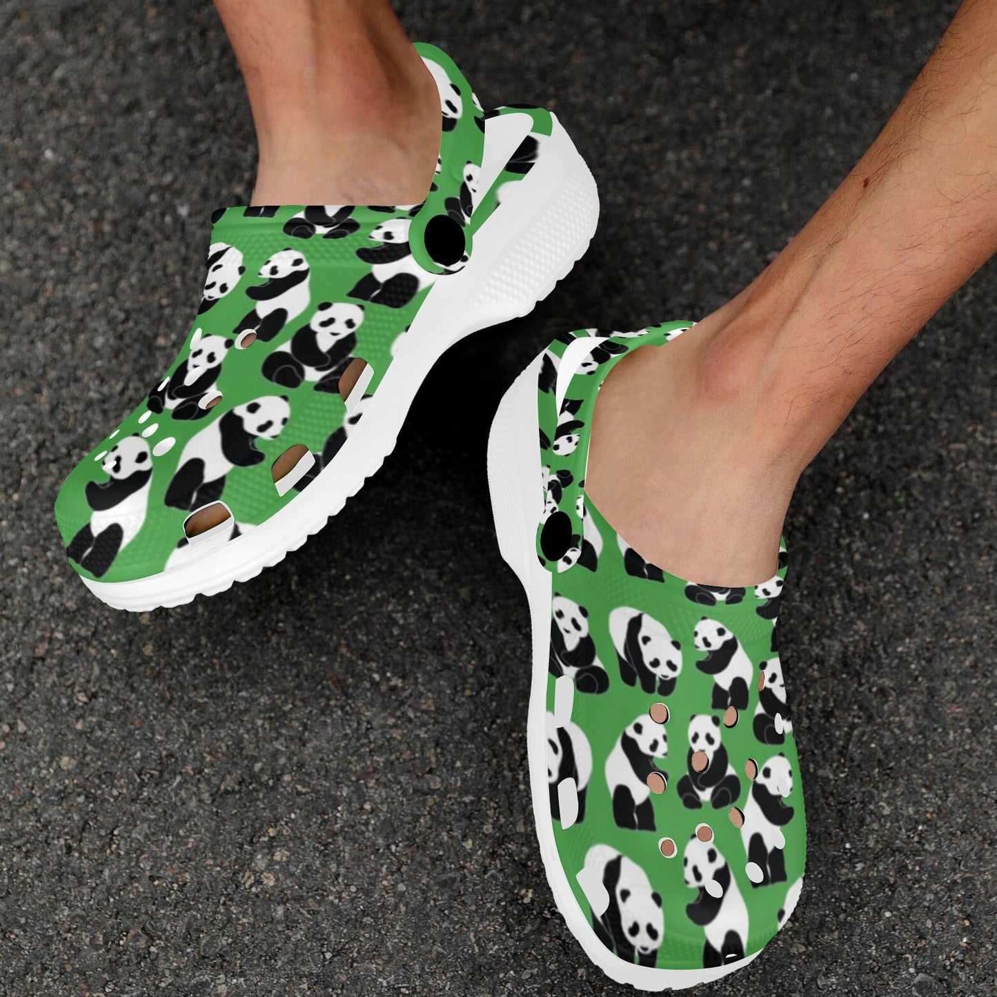 Panda Bear Pattern Themed Print Unisex Clogs Shoes