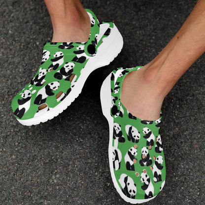 Panda Bear Pattern Themed Print Unisex Clogs Shoes