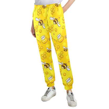 Bee Pattern Print Design BEE01 Women's Casual Track Pants