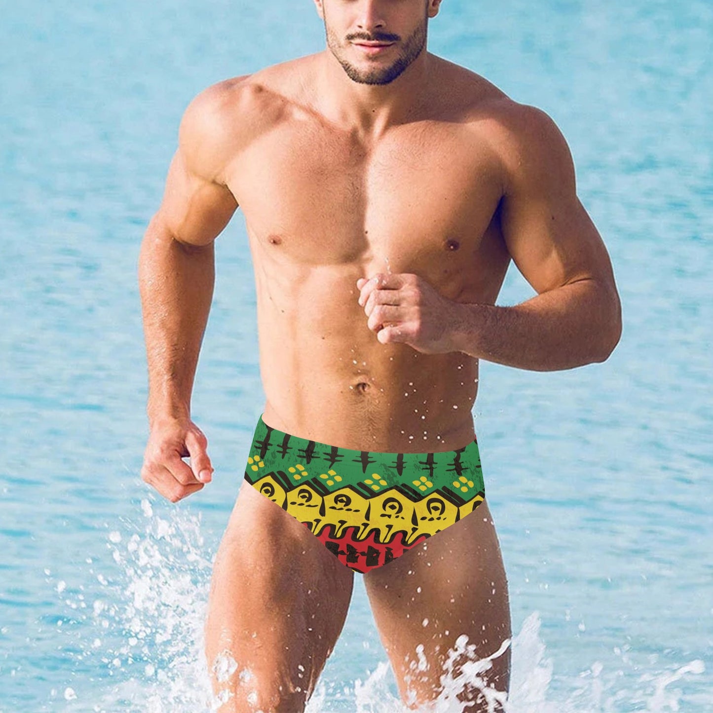 Rasta Pattern Print Design A01 Men's Swimming Briefs