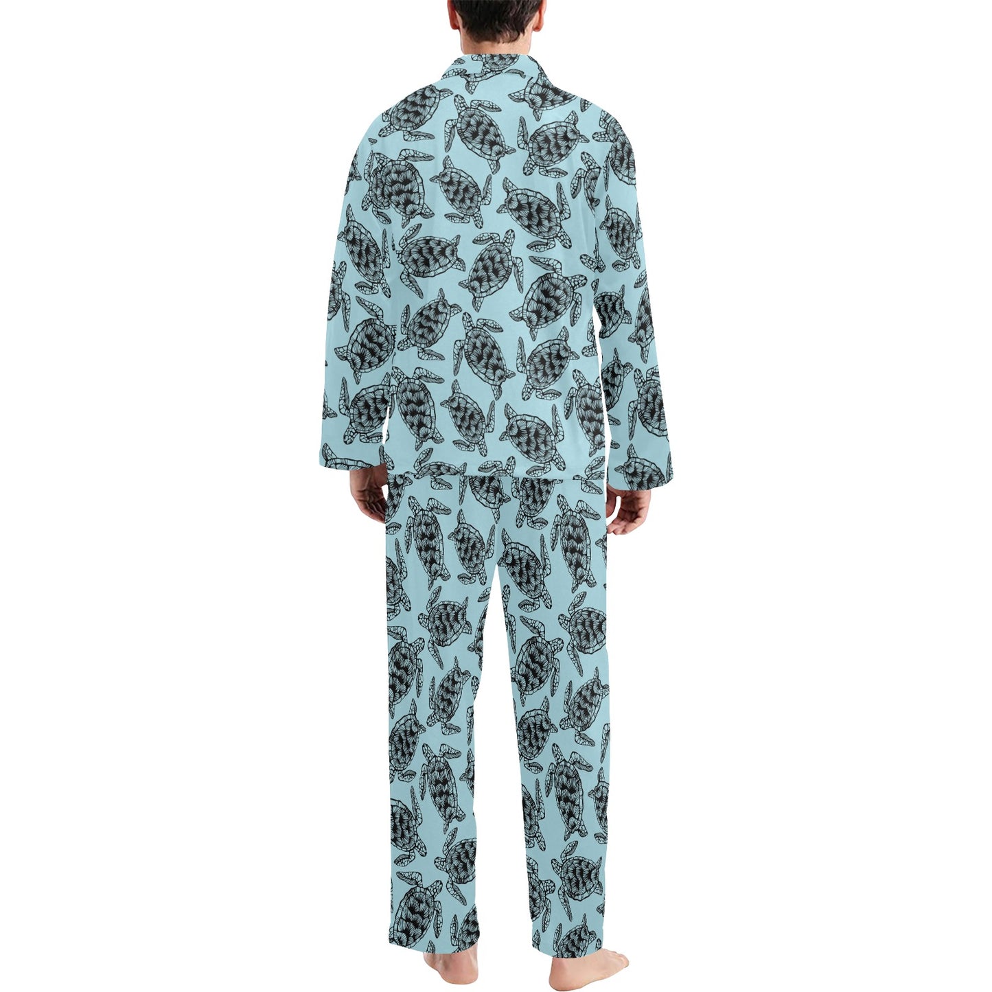 Sea Turtle Print Design LKS3010 Men's Long Pajama Set