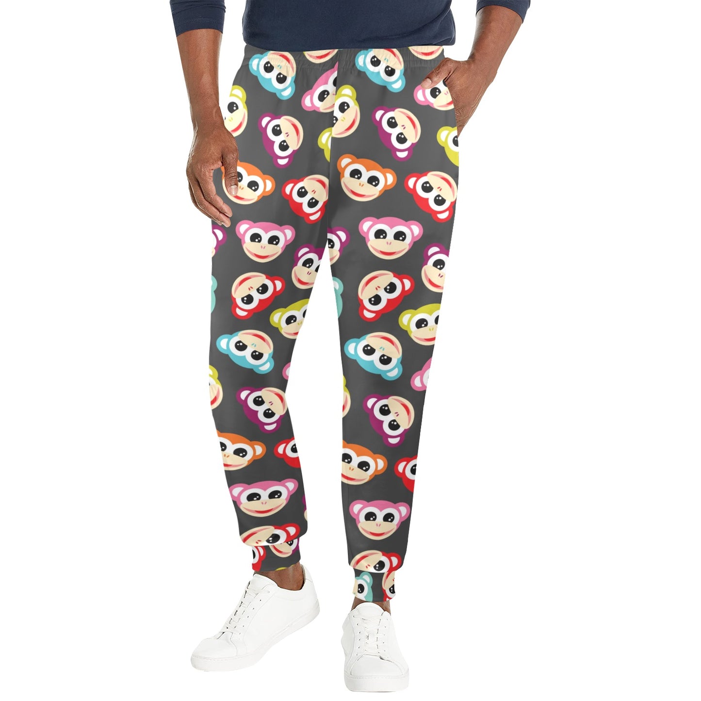 Monkey Head Design Themed Print Men's Casual Track Pants