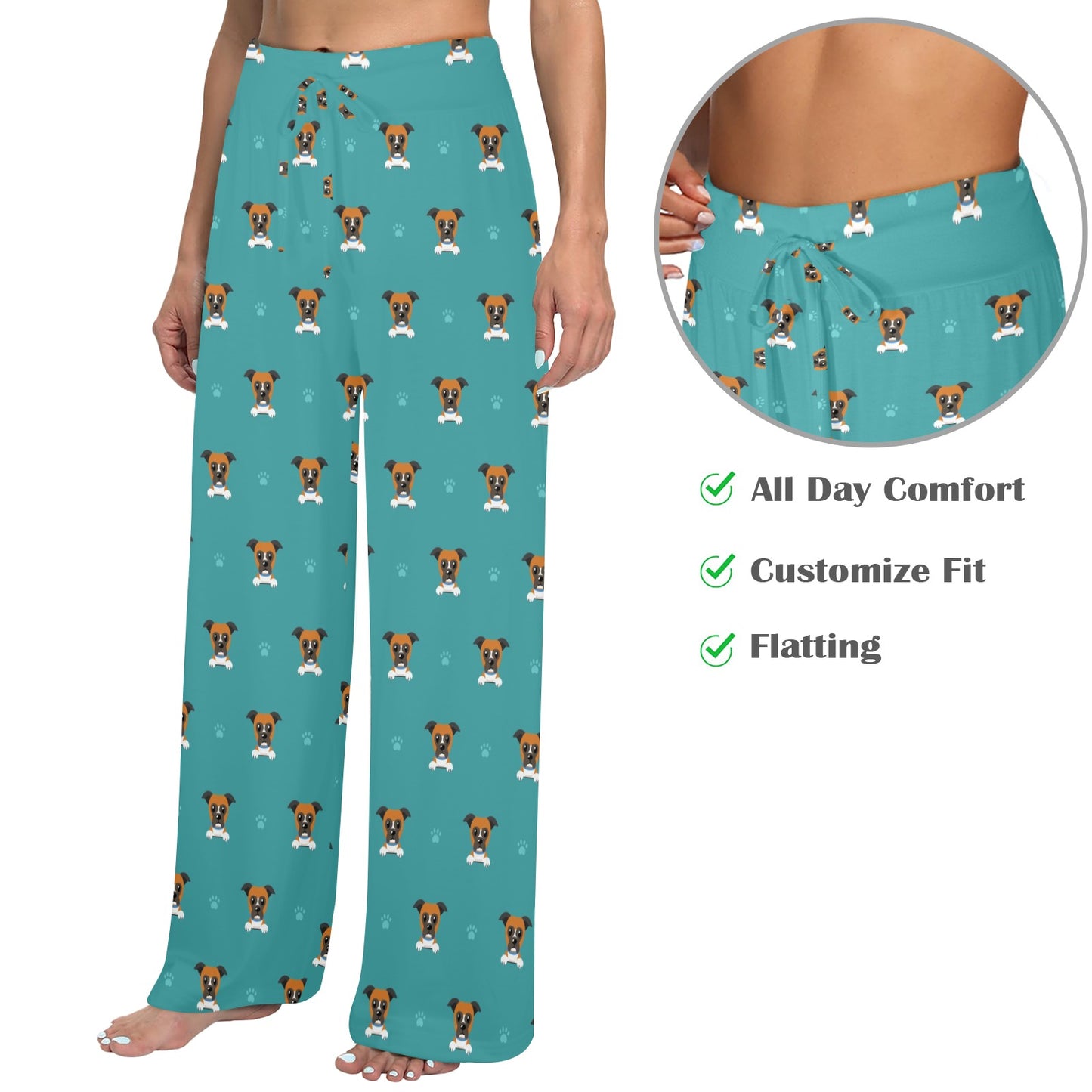 Boxers Pattern Print Design 03 Women's Wide Leg Lounge Pants