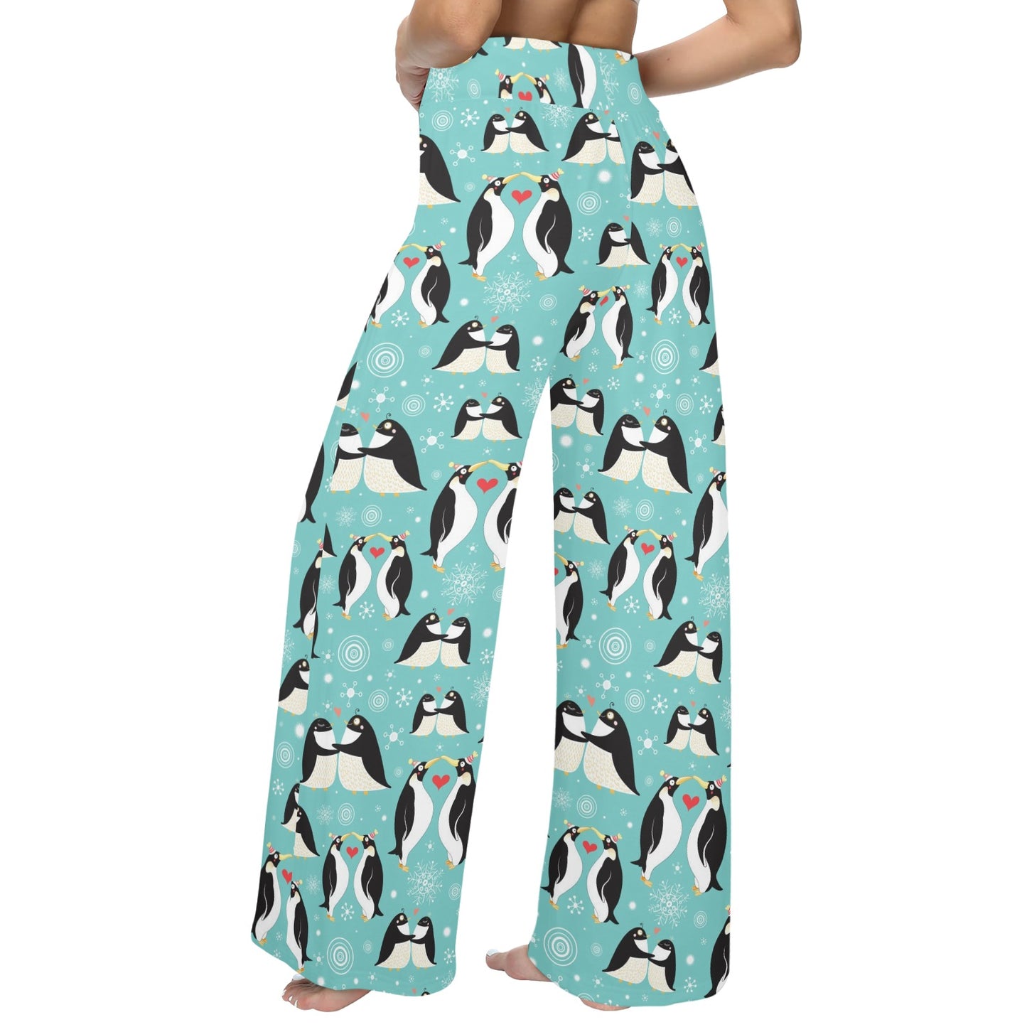 Penguin Love Print Women's Wide Leg Lounge Pants