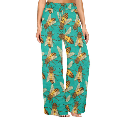Bee Pattern Print Design BEE04 Women's Wide Leg Lounge Pants