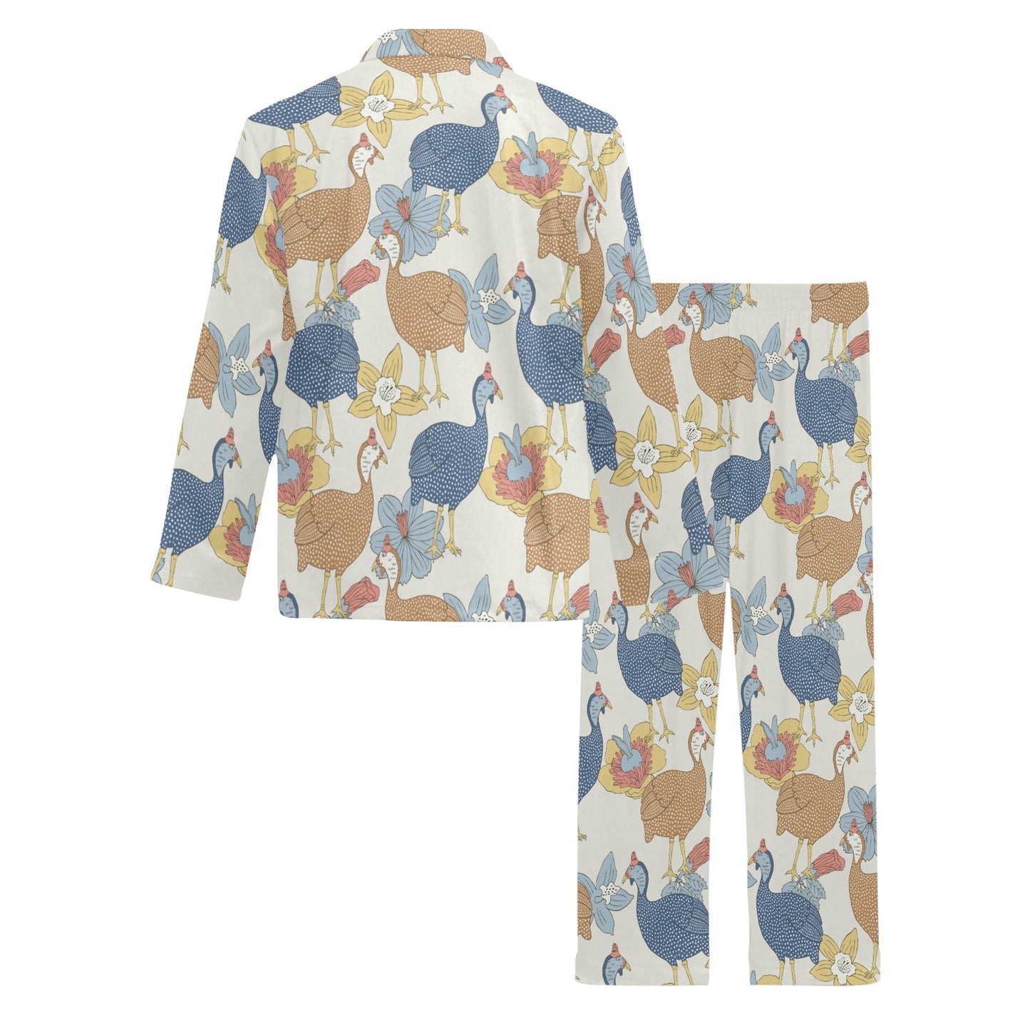 Guinea Fowl Pattern Print Design 01 Men's Long Pajama Set