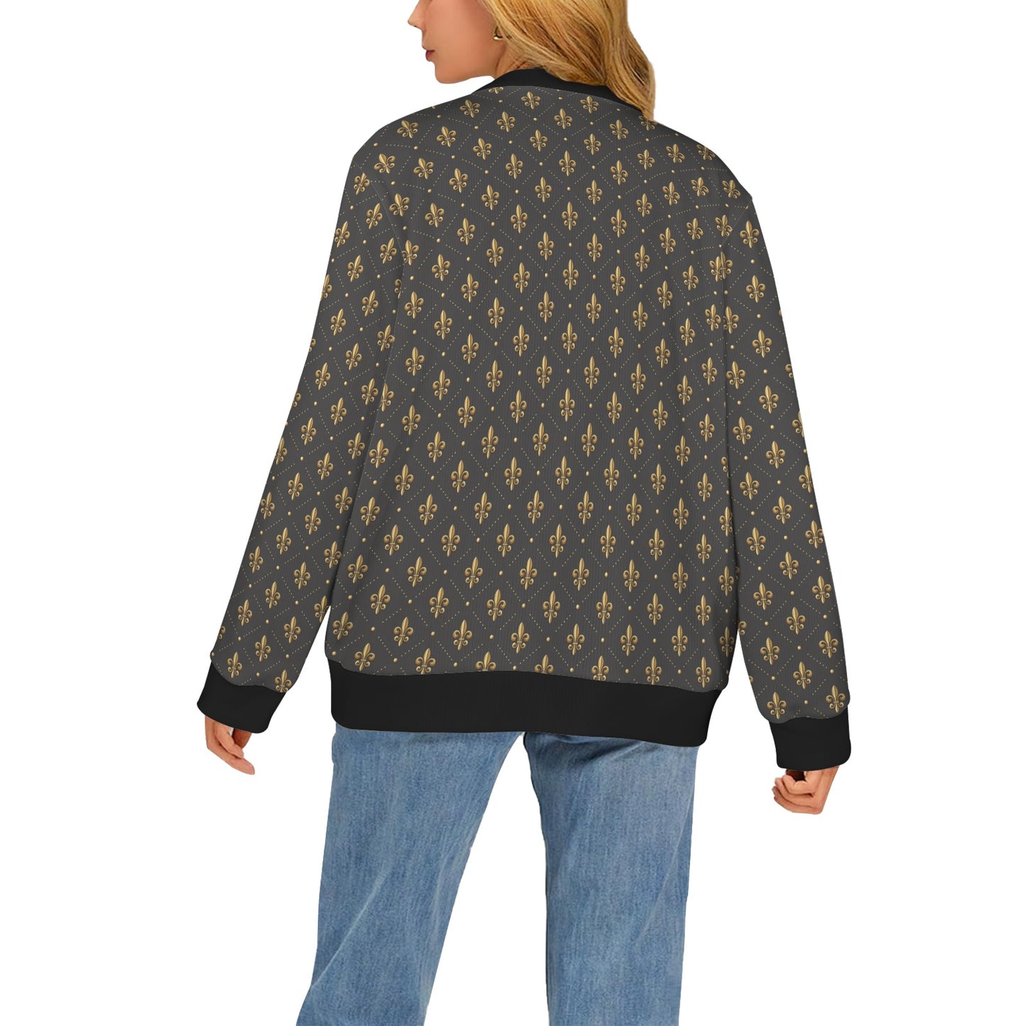 Fleur De Lis Print Design LKS402 Women's Cardigan