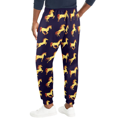 Gold Horse Pattern Men's Casual Track Pants