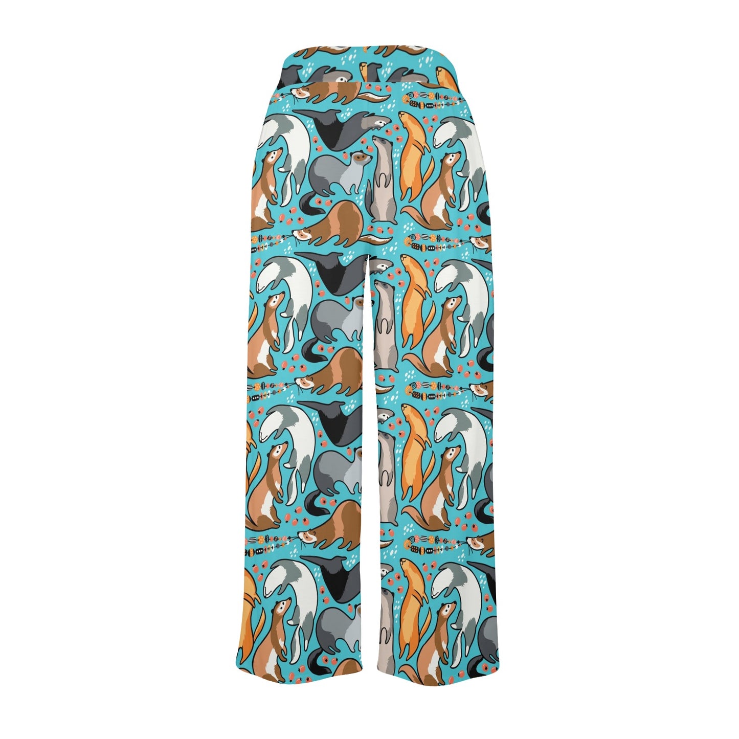 Ferret Pattern Print Design 03 Women's Wide Leg Lounge Pants