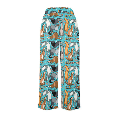 Ferret Pattern Print Design 03 Women's Wide Leg Lounge Pants