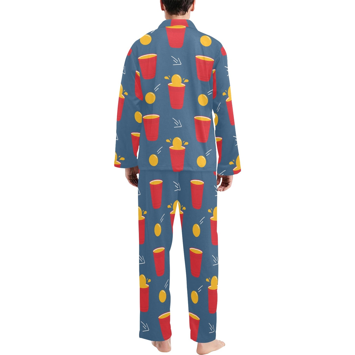 Beer Pong Pattern Print Design 02 Men's Long Pajama Set