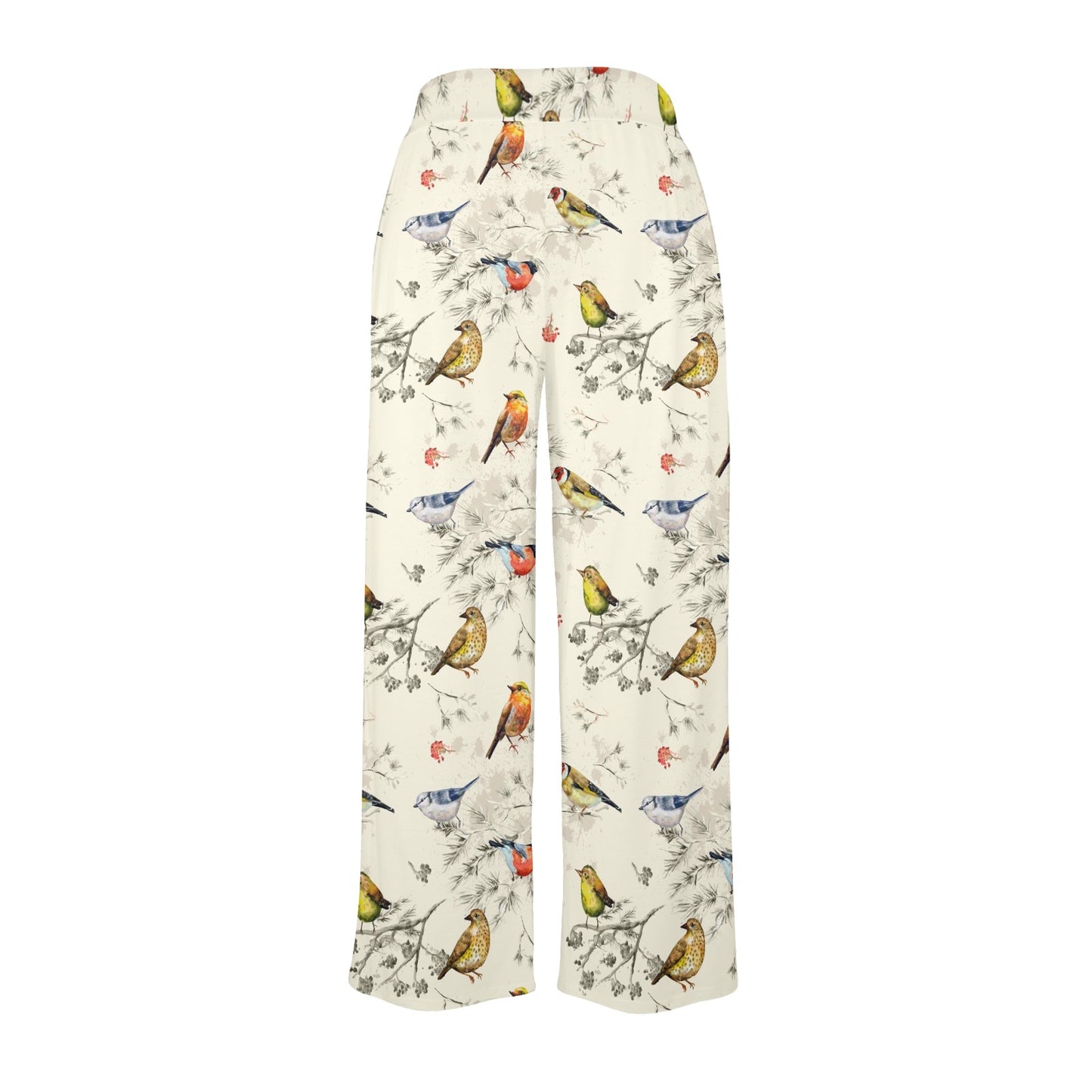 Bird Watercolor Design Pattern Women's Wide Leg Lounge Pants