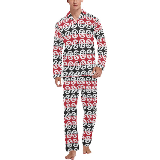 Maori Classic Themed Design Print Men's Long Pajama Set