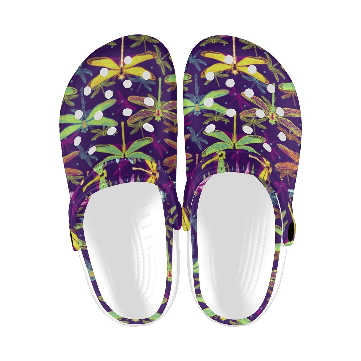 Dragonfly Neon Color Print Pattern Unisex Clogs Shoes