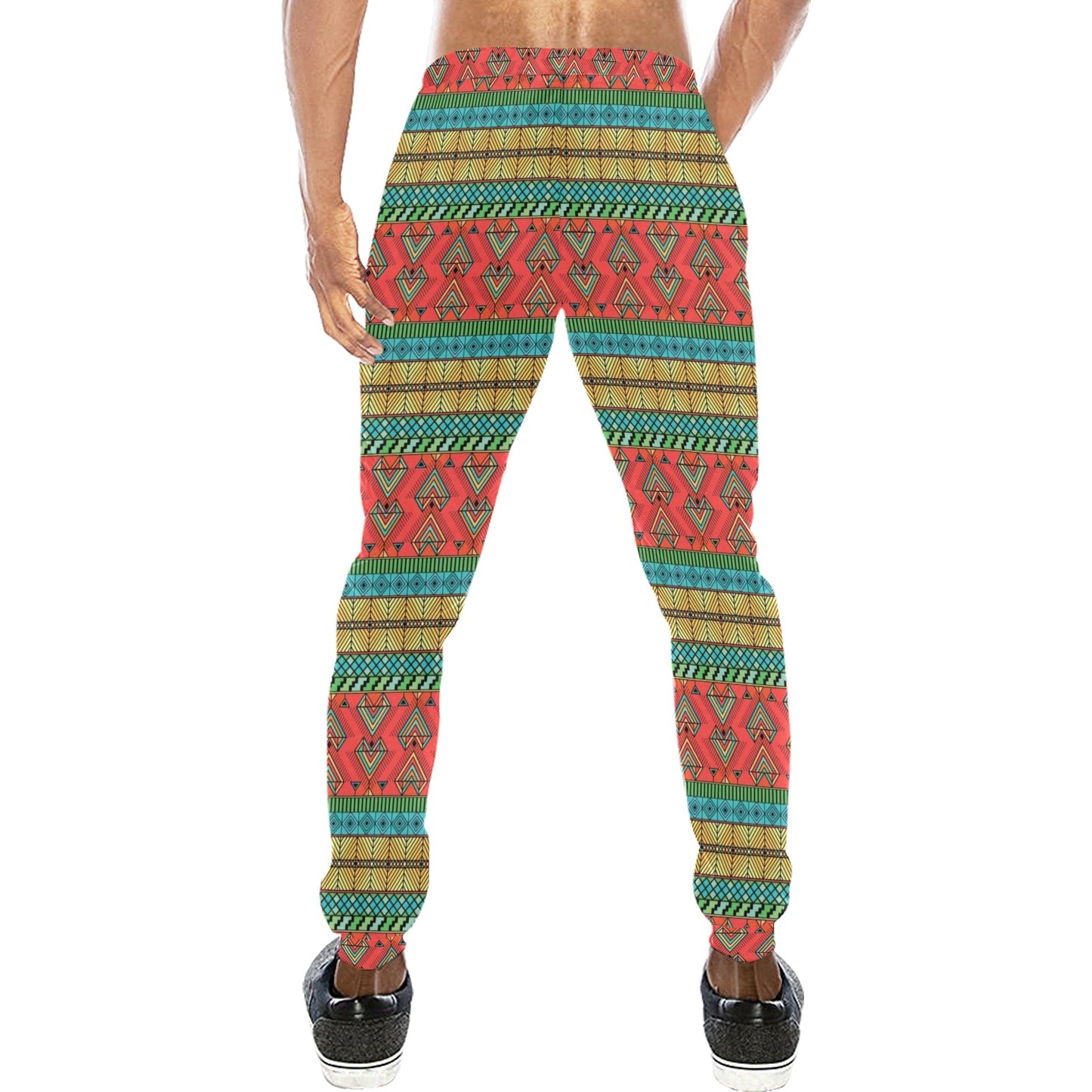 African Colorful Zigzag Print Pattern Men's Sweatpants
