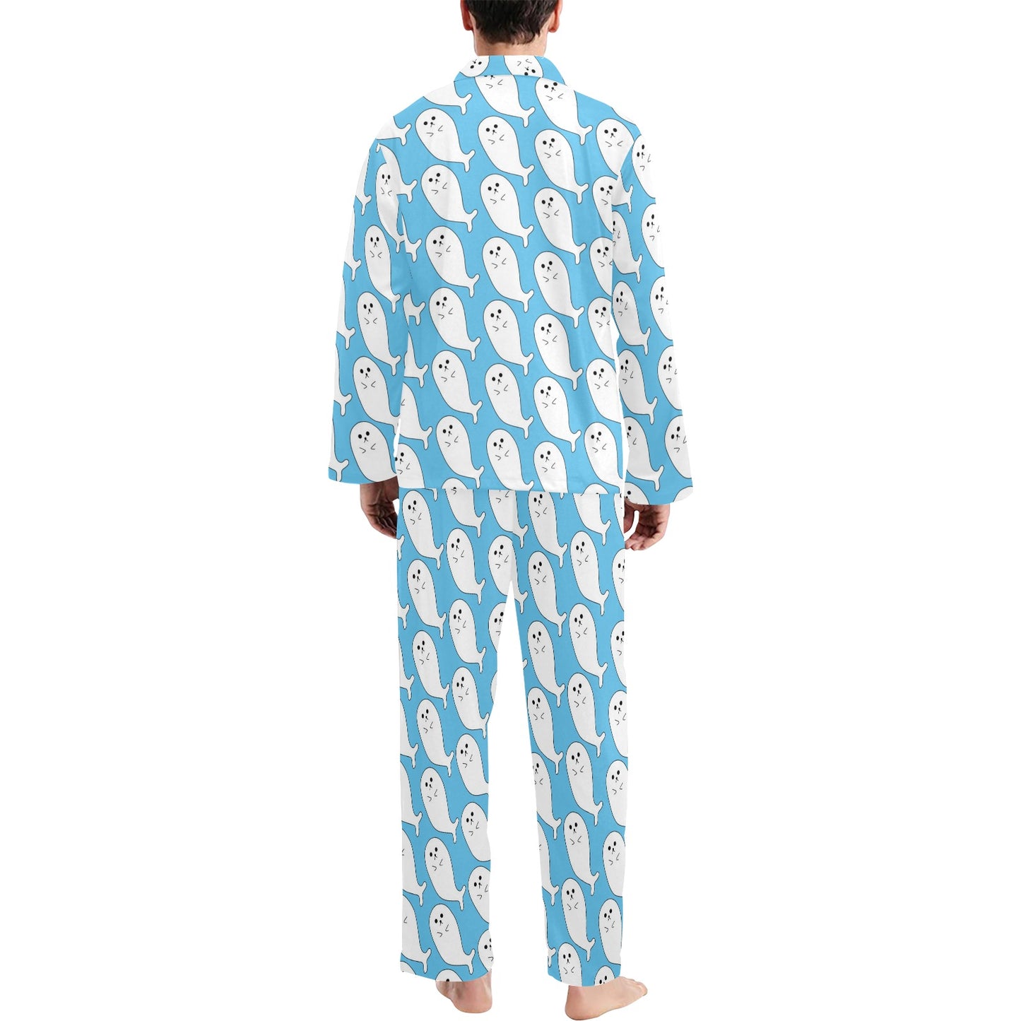Sea Lion Print Design LKS402 Men's Long Pajama Set
