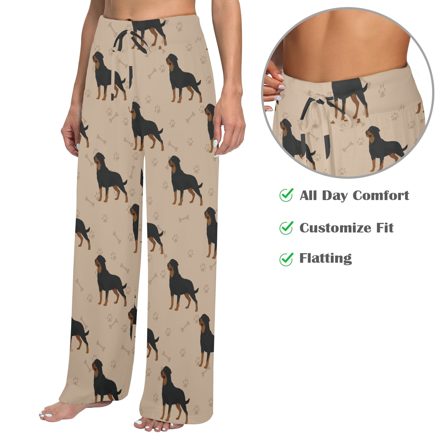 Rottweiler Pattern Print Design A01 Women's Wide Leg Lounge Pants