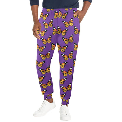 Monarch Butterfly Purple Print Pattern Men's Casual Track Pants