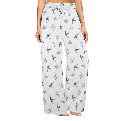 Swallow Bird Pattern Print Design 04 Women's Wide Leg Lounge Pants