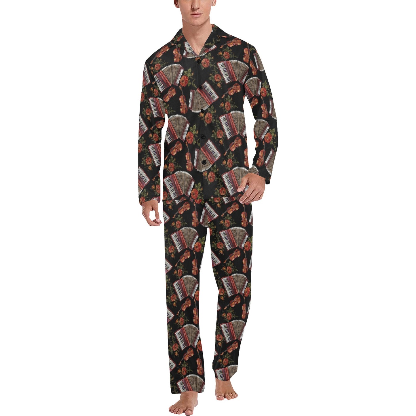 Accordion Print Design LKS403 Men's Long Pajama Set