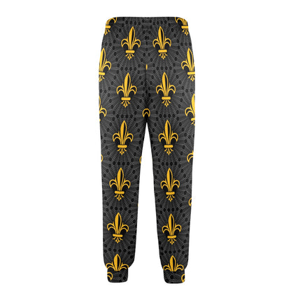 Fleur De Lis Gold Pattern Print Design 01 Men's Casual Track Pants