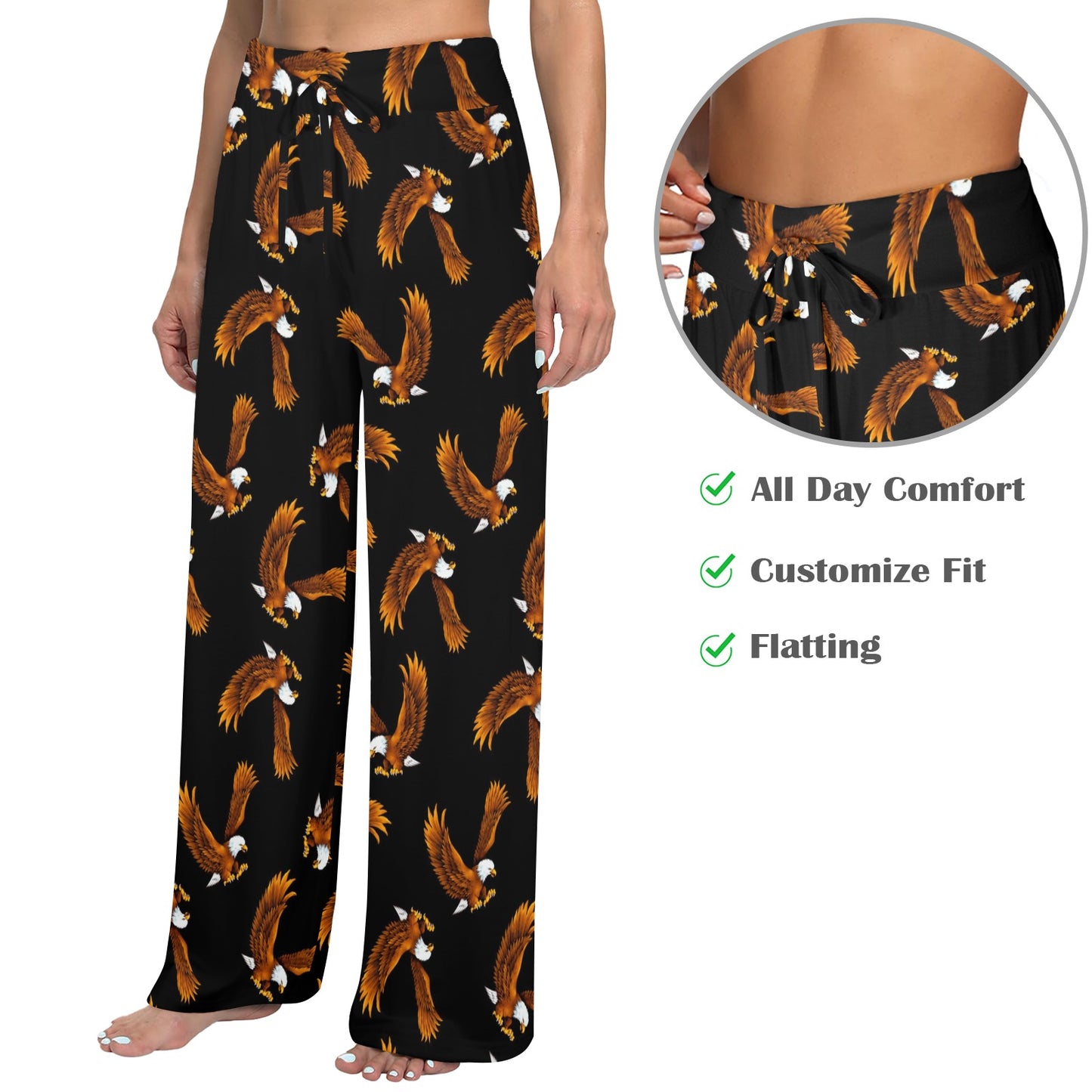 Eagles Print Pattern Women's Wide Leg Lounge Pants