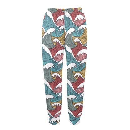 Tribal Wave Pattern Print Women's Casual Track Pants
