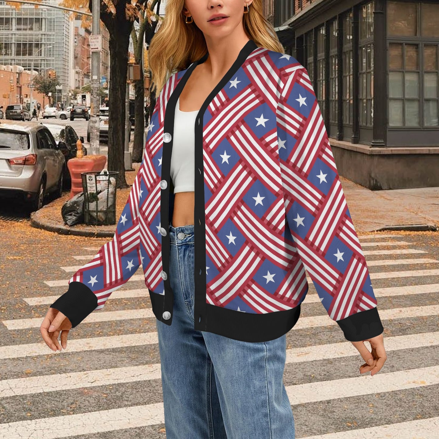 American flag Pattern Women's Cardigan